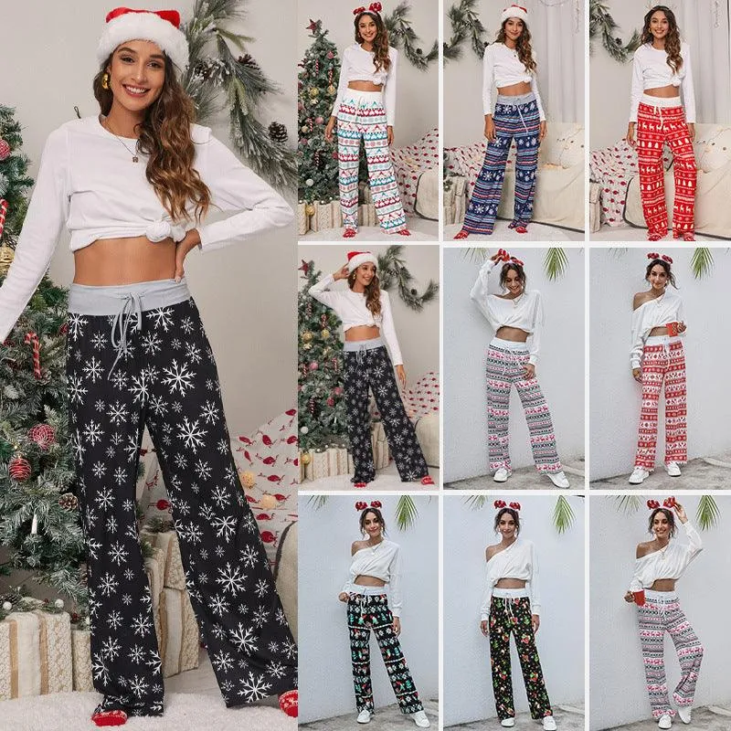 Christmas Print Fashion Drawstring Pants