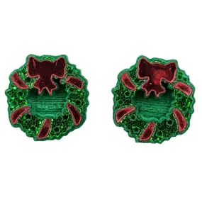 Christmas Wreath Studs Hypoallergenic Earrings for Sensitive Ears Made with Plastic Posts