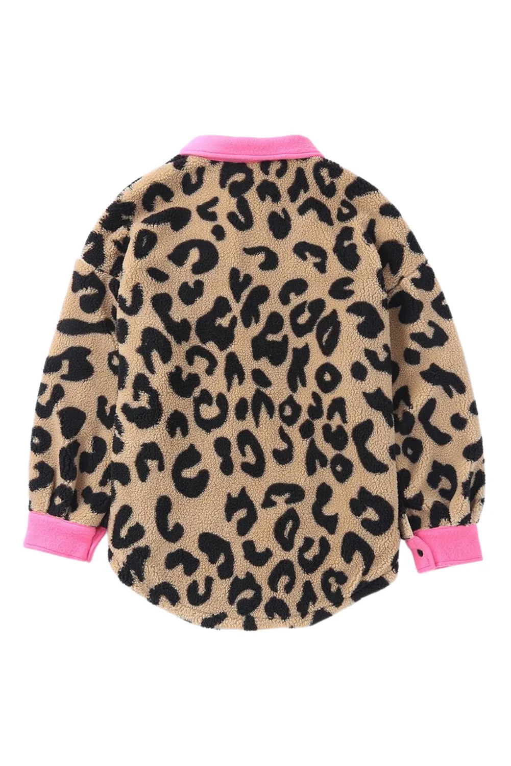 'Clara' Leopard Contrast Teddy Shacket with Pockets