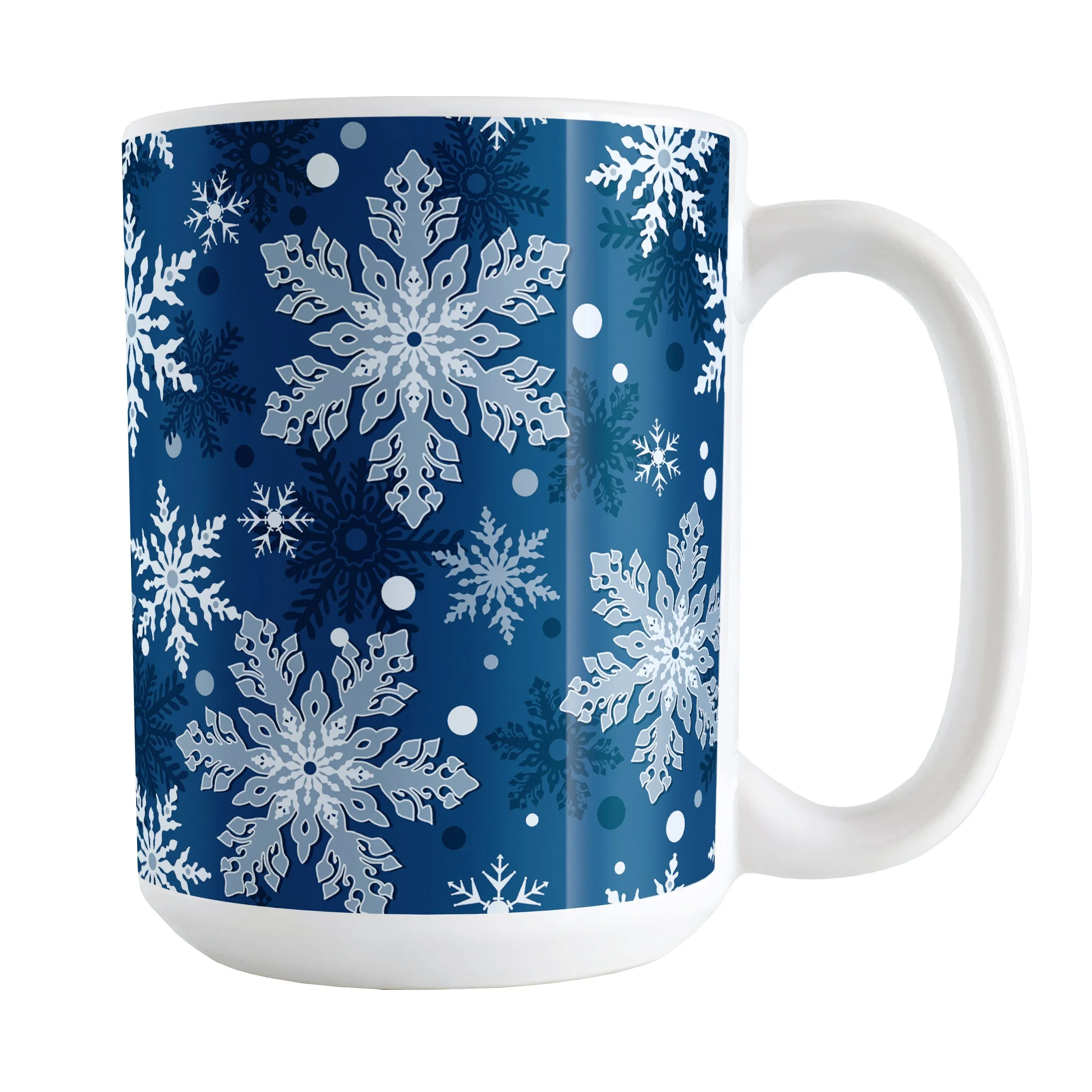 Classic Blue Snowflake Pattern Winter Mug