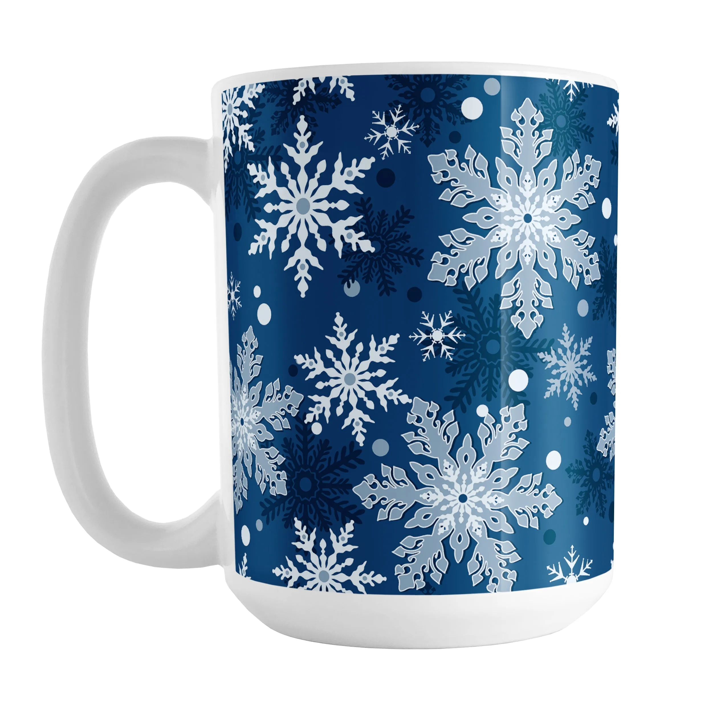 Classic Blue Snowflake Pattern Winter Mug