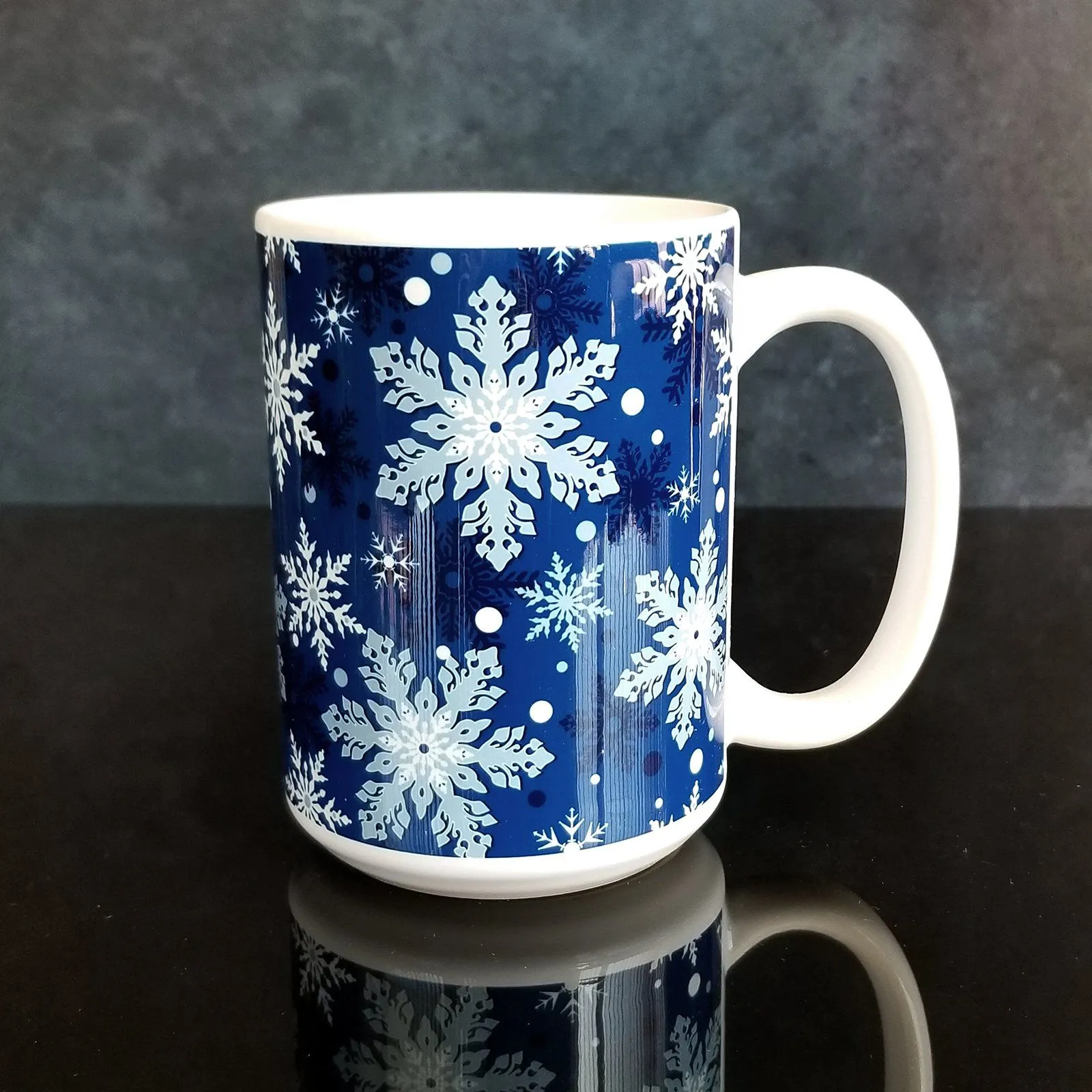 Classic Blue Snowflake Pattern Winter Mug