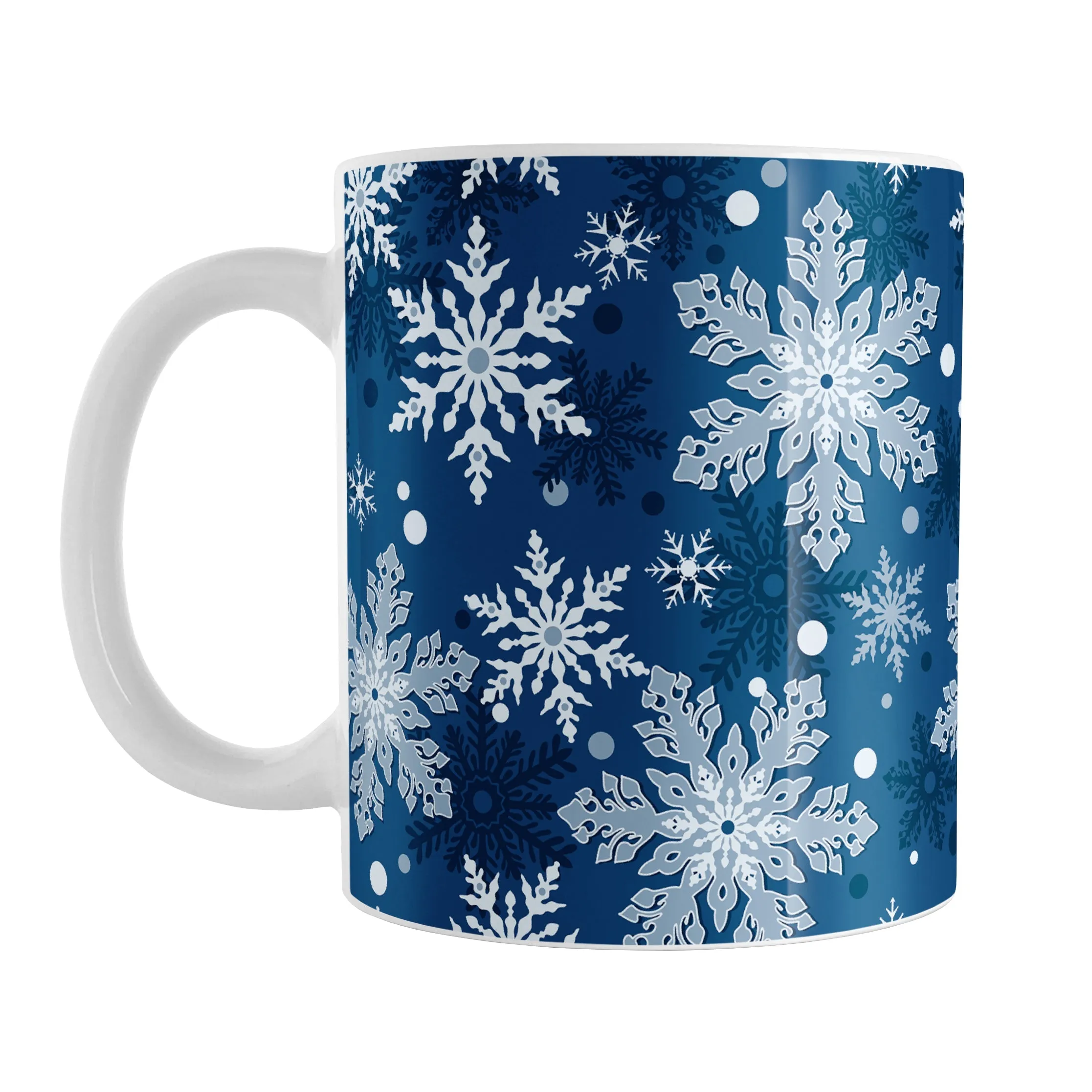 Classic Blue Snowflake Pattern Winter Mug