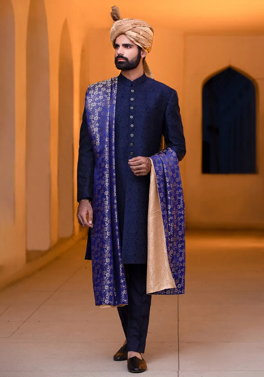 Classic Outer Space Karandi Traditional plain Sherwani