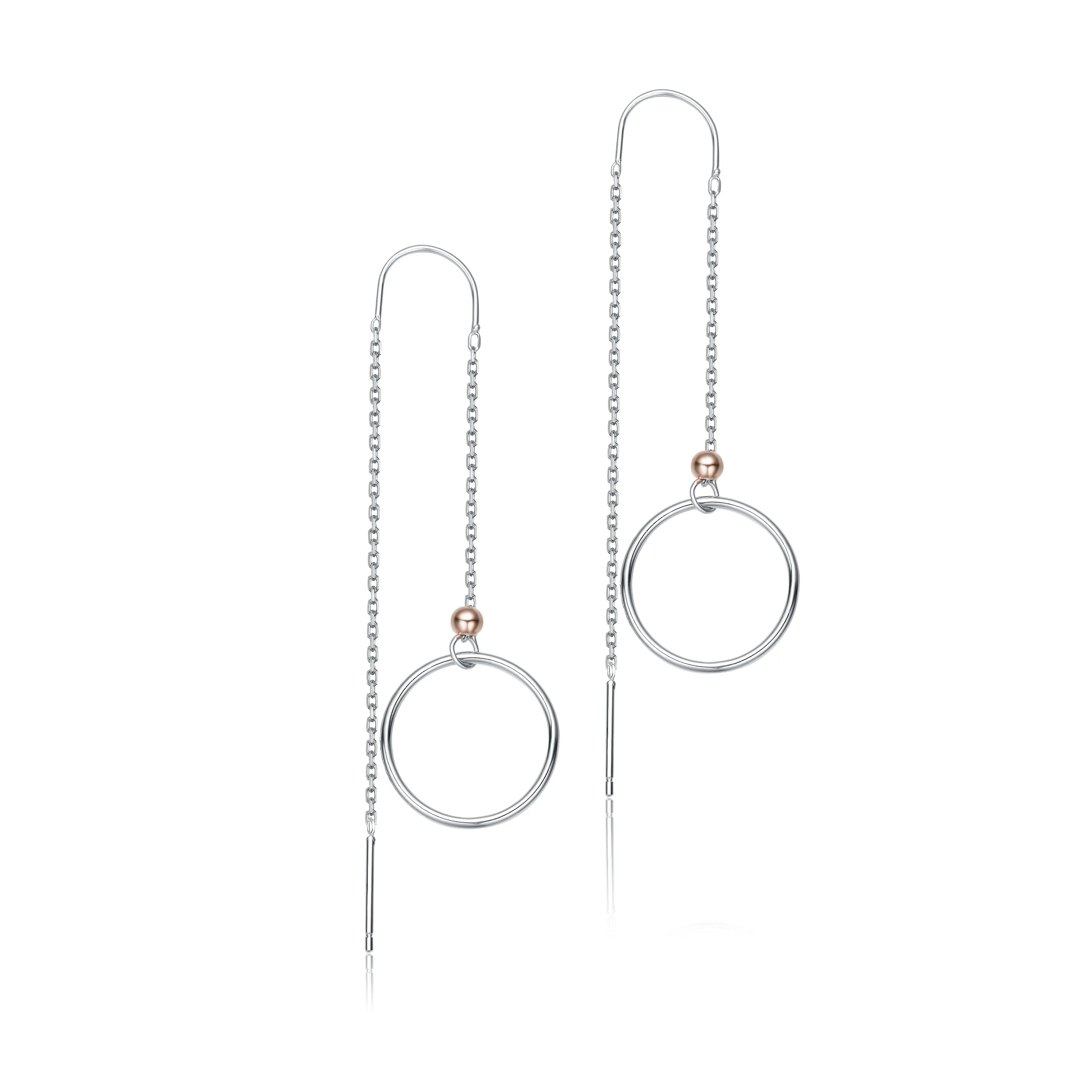 Classic Sterling Silver Two-Tone Dangling Earrings