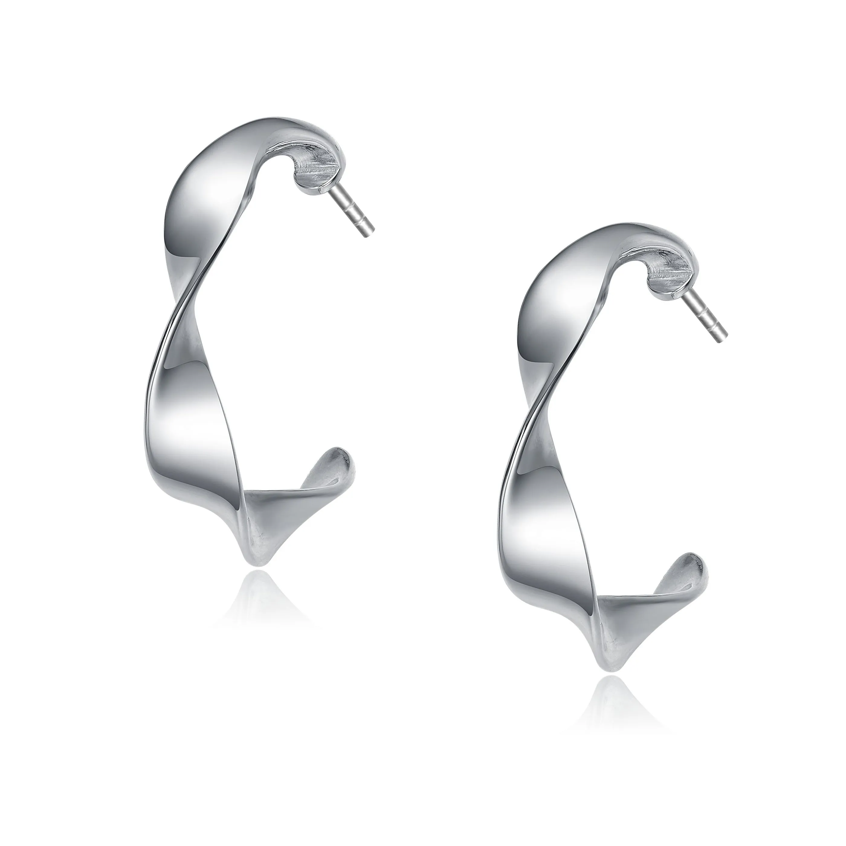 Classy Sterling Silver Twisted Hoop Earrings