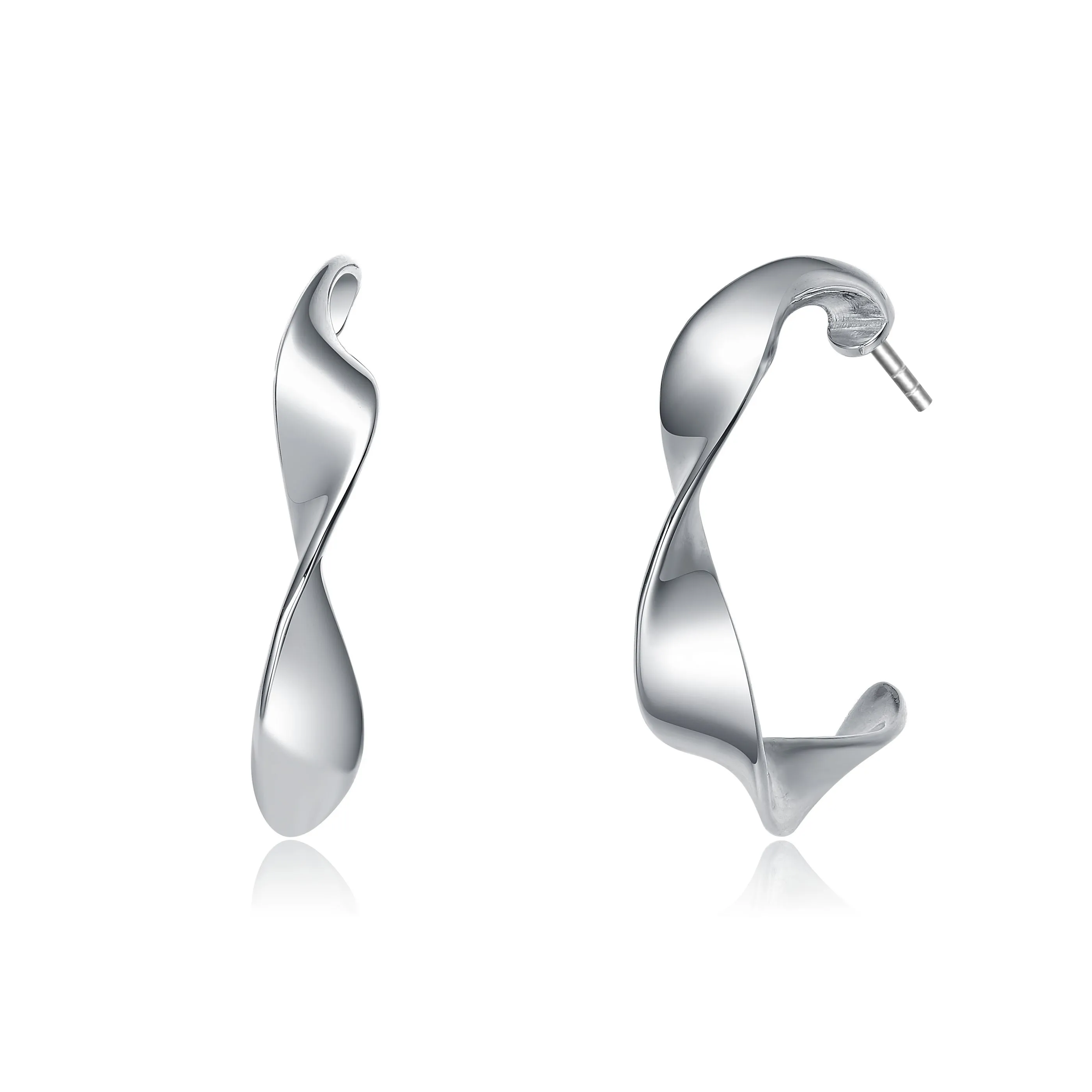 Classy Sterling Silver Twisted Hoop Earrings