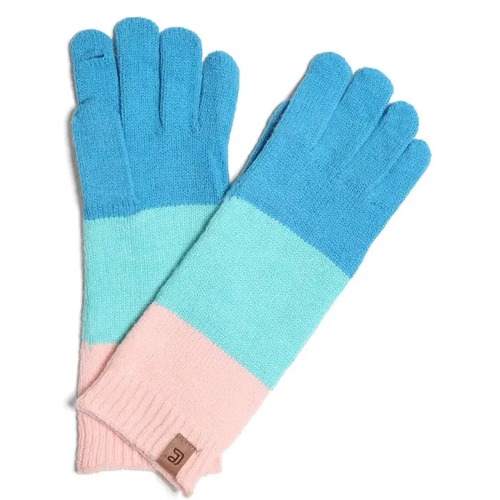 Color Block Cable Knitted Gloves - Several Colors