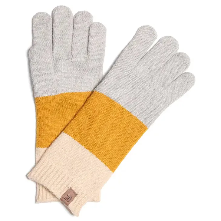 Color Block Cable Knitted Gloves - Several Colors