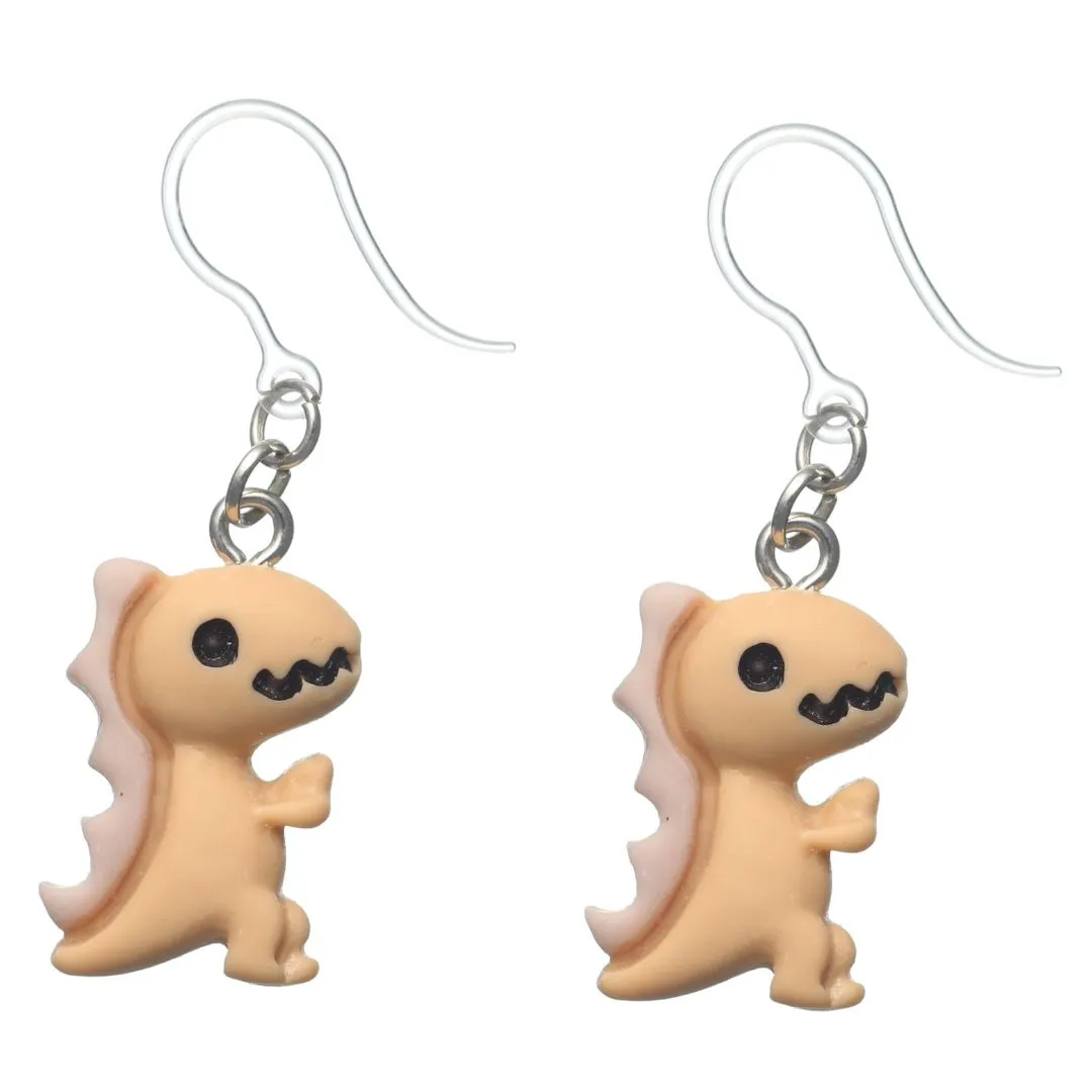 Colorful T-Rex Dangles Hypoallergenic Earrings for Sensitive Ears Made with Plastic Posts