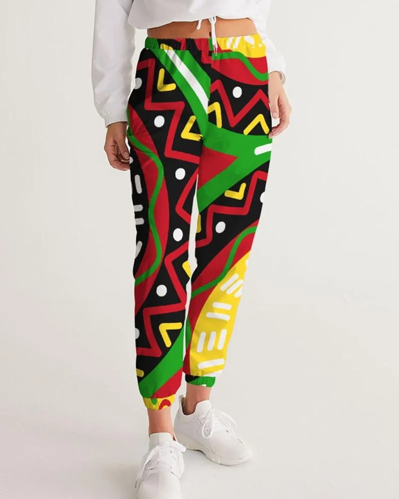 Contrasting color ethnic style personality casual printing ladies trousers