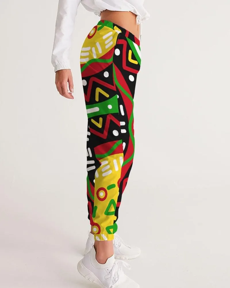 Contrasting color ethnic style personality casual printing ladies trousers