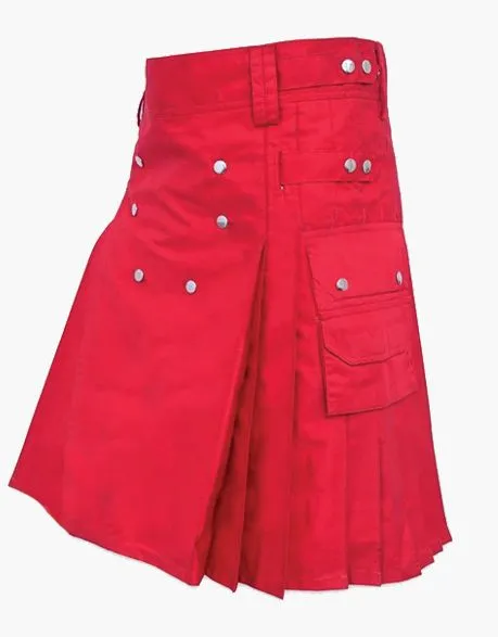 COTTON STRAPS ON A MODERN RED UTILITY KILT