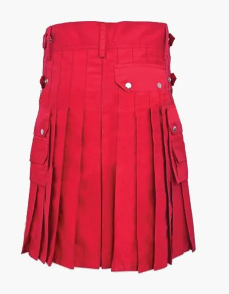 COTTON STRAPS ON A MODERN RED UTILITY KILT