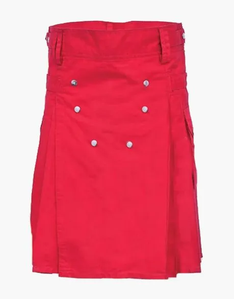 COTTON STRAPS ON A MODERN RED UTILITY KILT