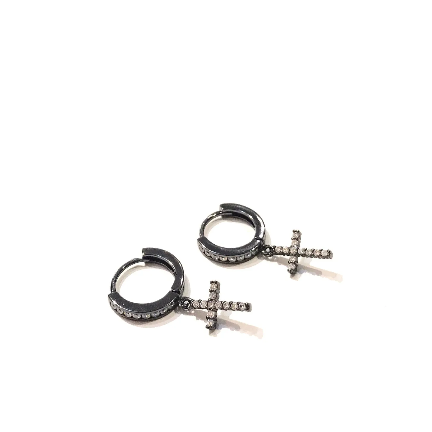 Cross Charm Sparkling Dangle Huggies