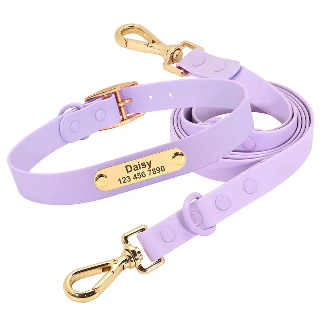 Custom Engraved French Bulldog Collar Leash Set (WJ72)