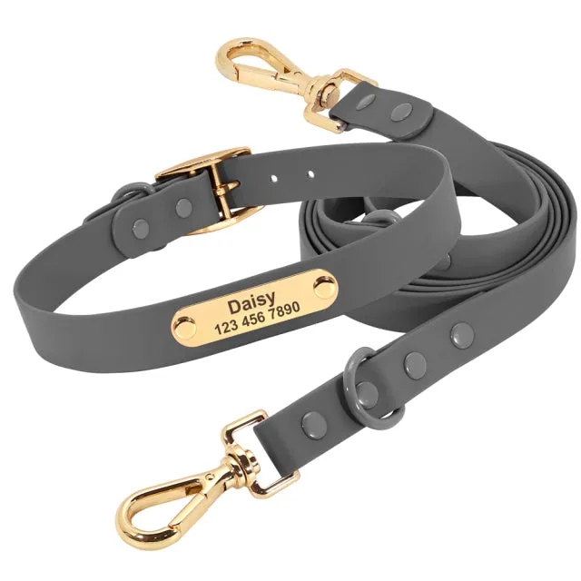 Custom Engraved French Bulldog Collar Leash Set (WJ72)