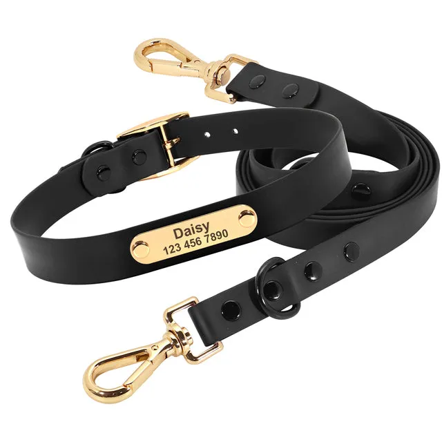 Custom Engraved French Bulldog Collar Leash Set (WJ72)