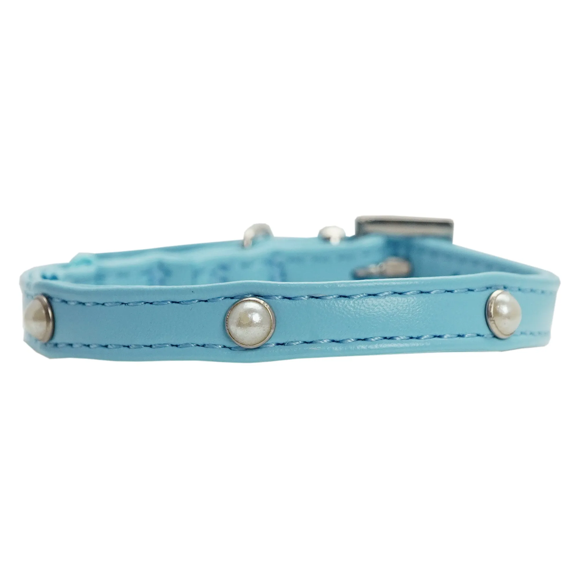 Dan & Sam - Vegan Leather Cat Collar (Blue Pearl)