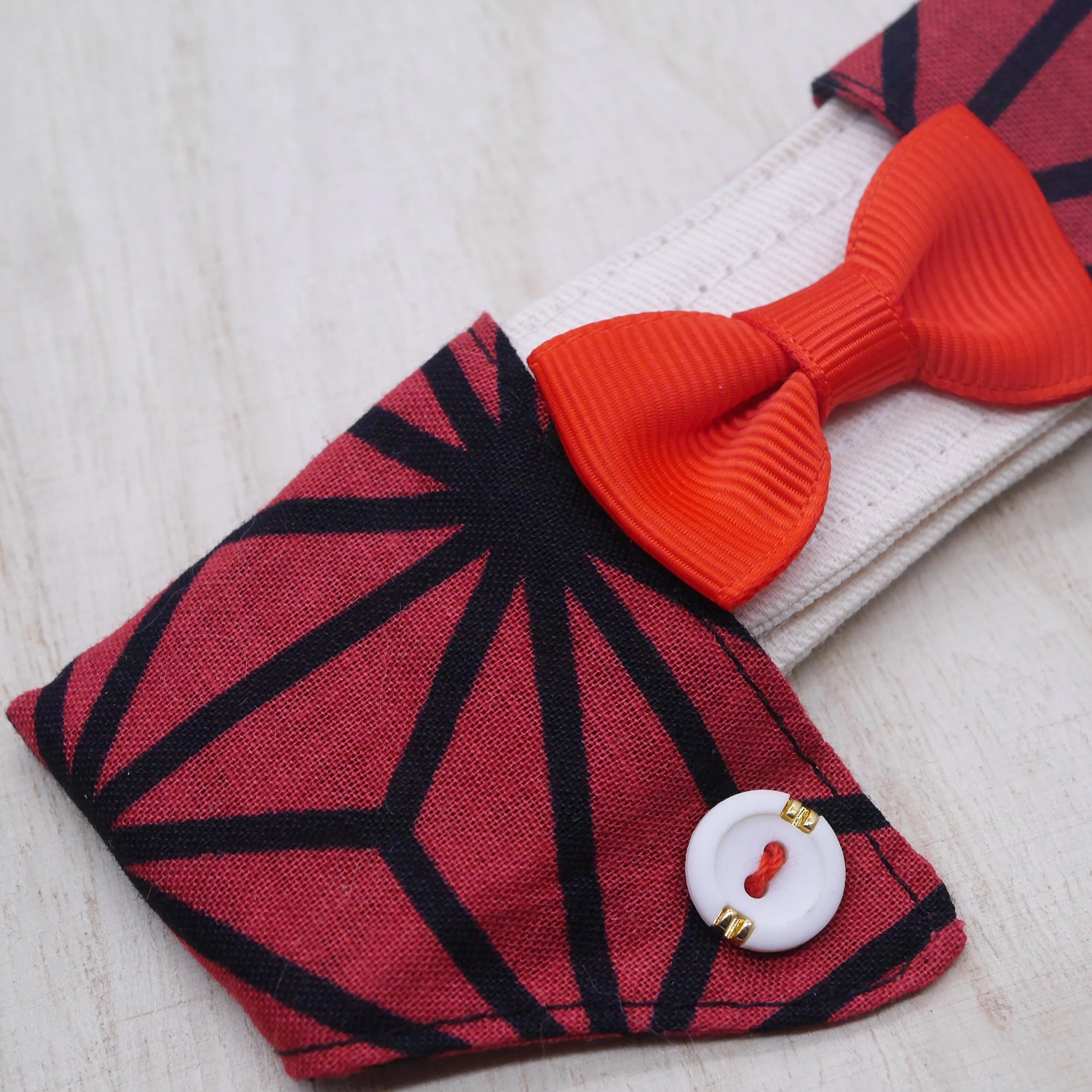 Dapper Collar - Rose Red with Ruby Bowtie