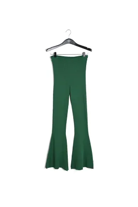 Dark green flared knitted pants