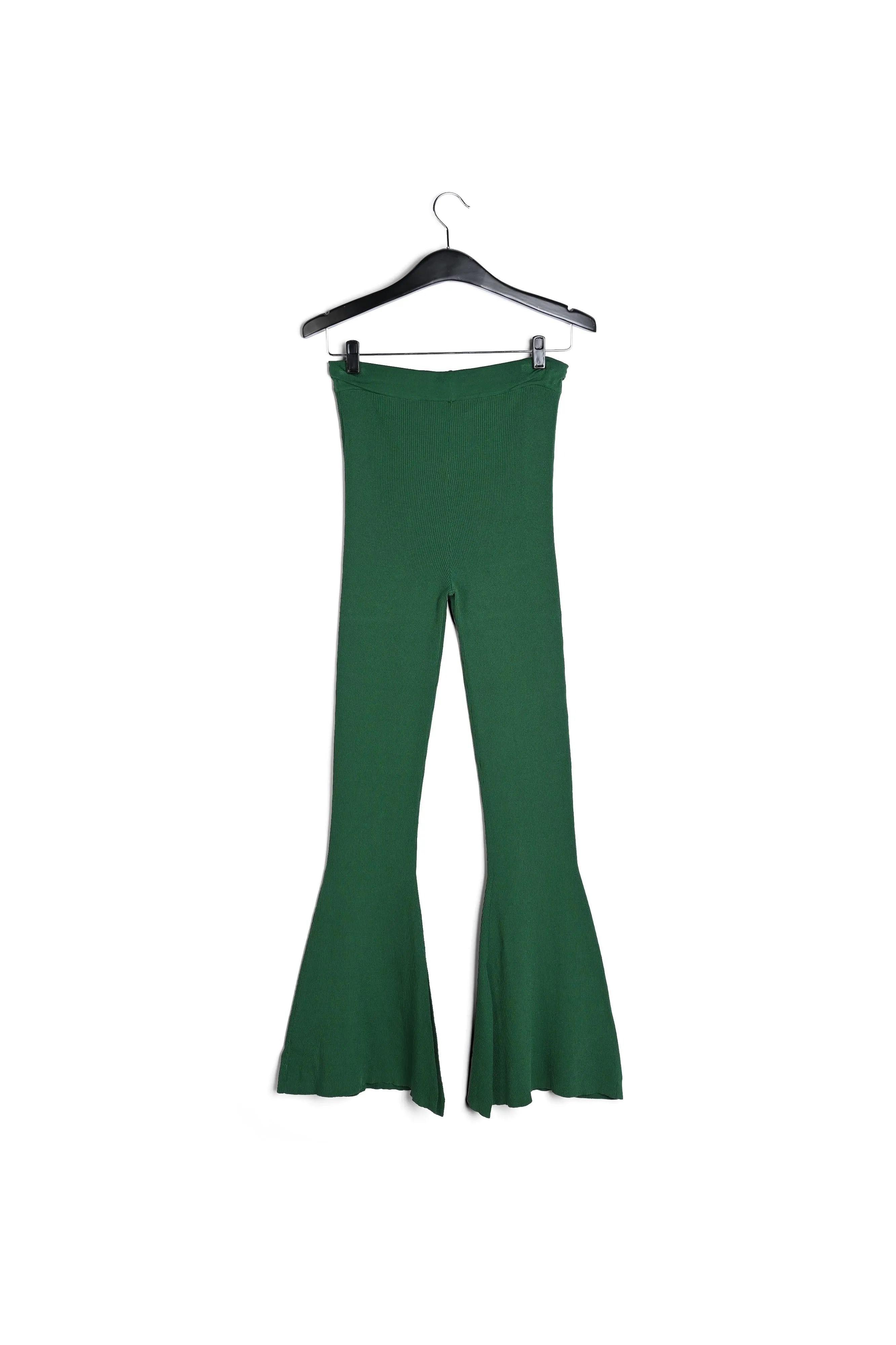 Dark green flared knitted pants