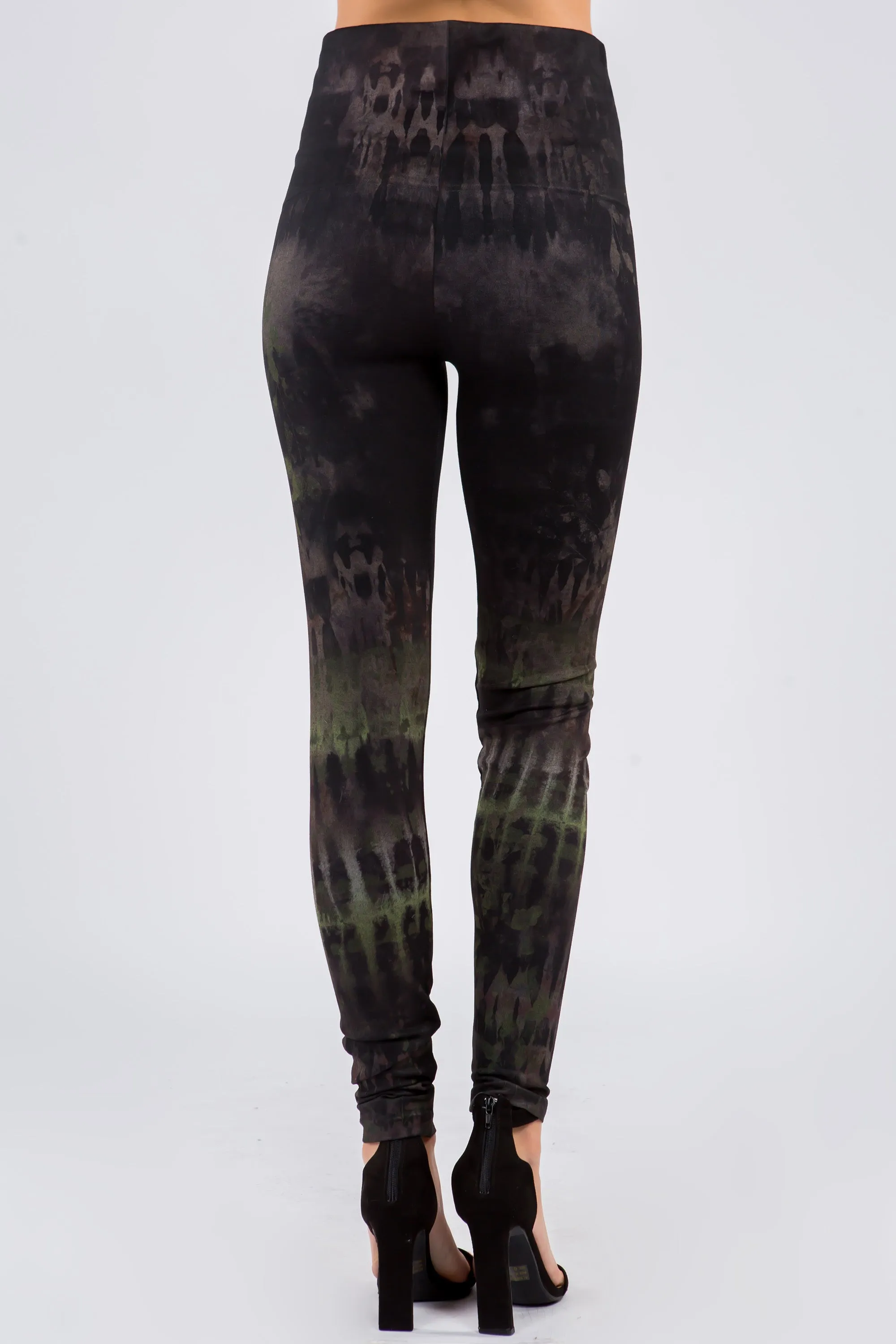 Dark Moss and Bark Tie-Dye Leggings