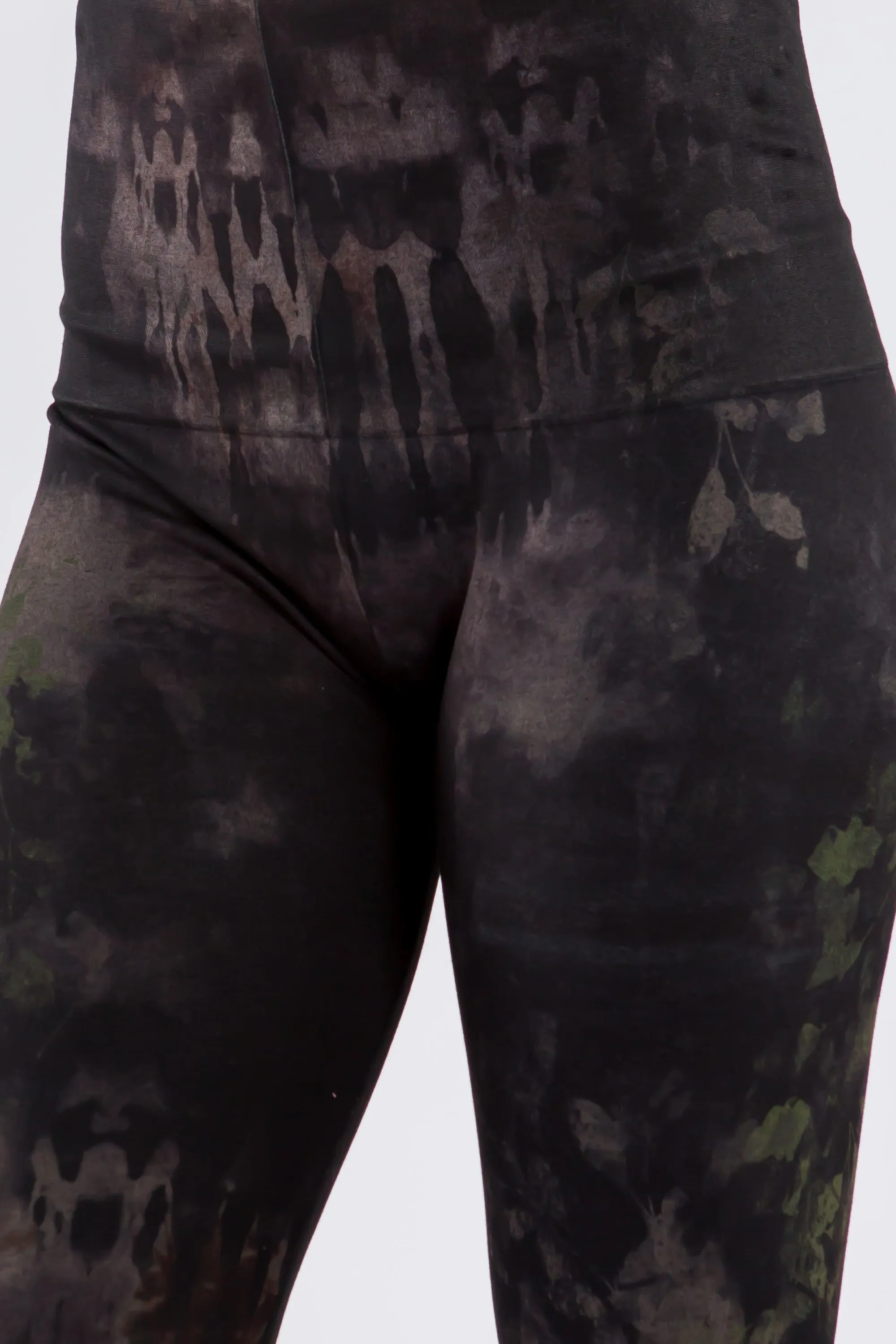 Dark Moss and Bark Tie-Dye Leggings