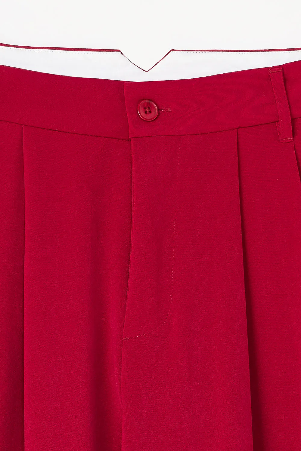 Deep Red Flared Formal Korean Pants