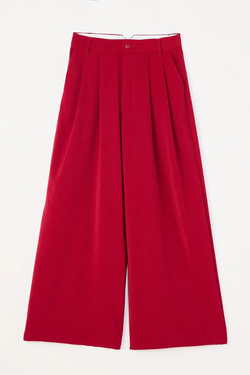 Deep Red Flared Formal Korean Pants