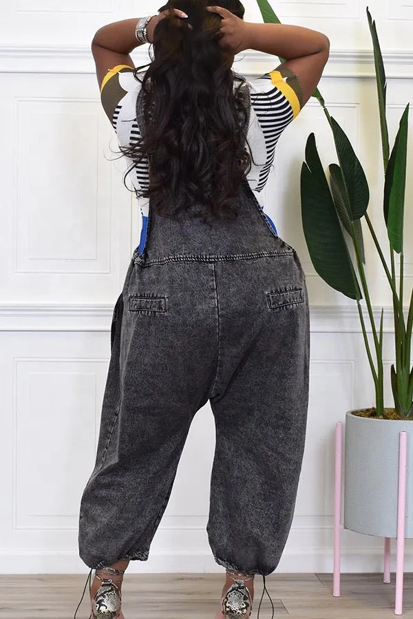 Denim Jean Wide Leg Fashion  Women Overall  Jumpsuit