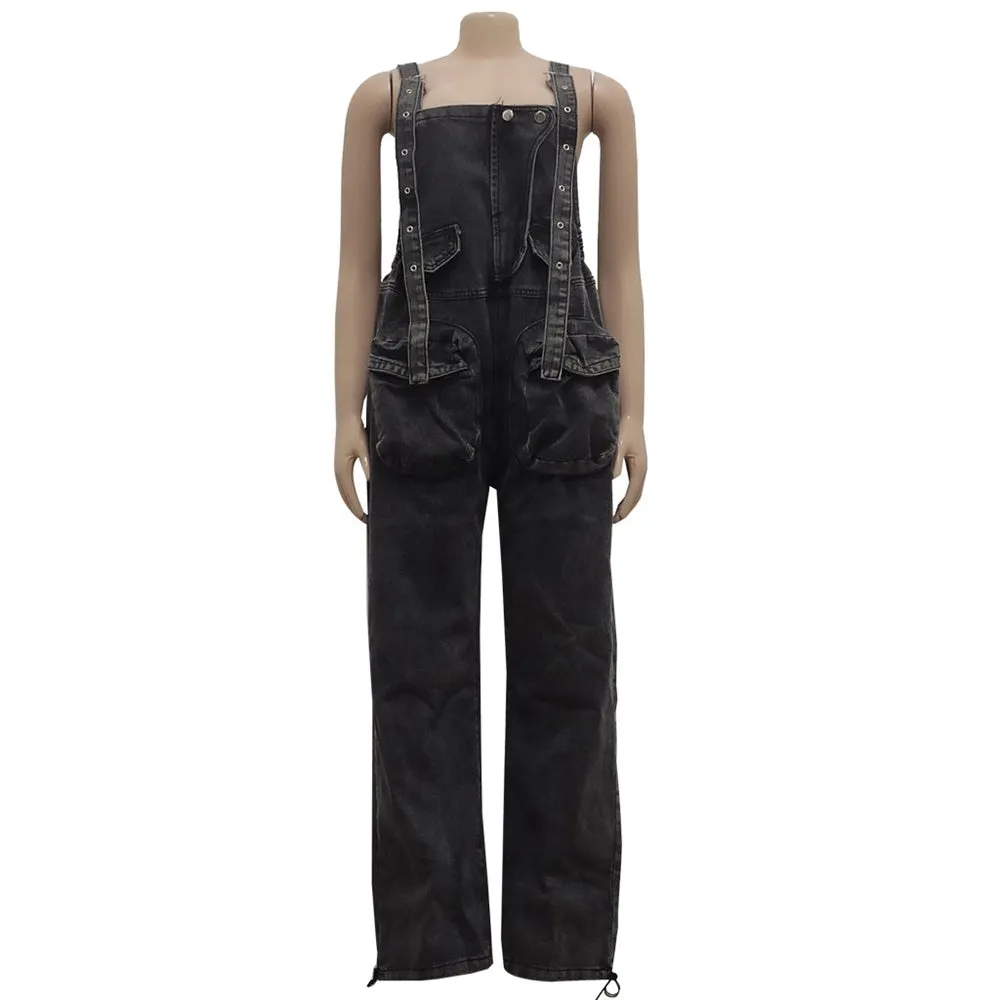 Denim Jean Wide Leg Fashion  Women Overall  Jumpsuit