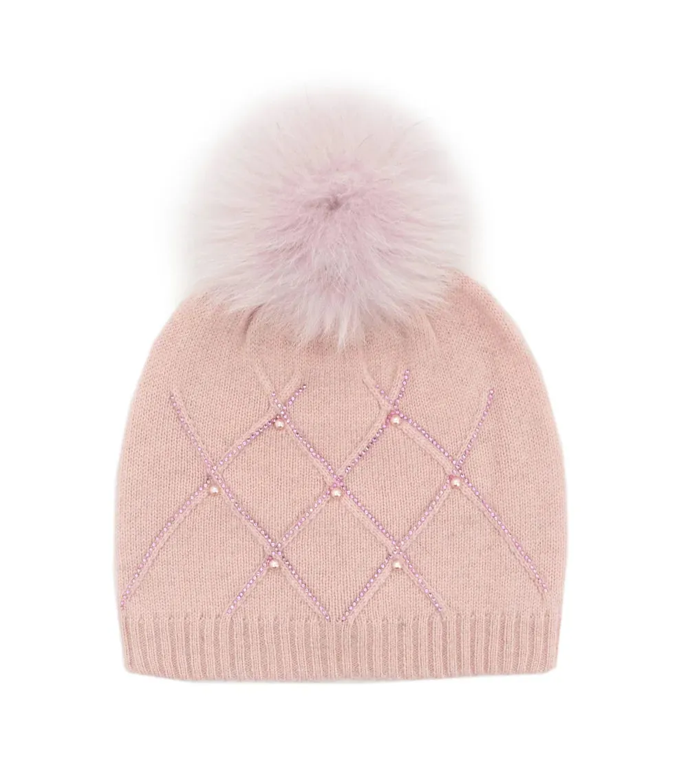 Diamond Weave Crystal Hat, Pink