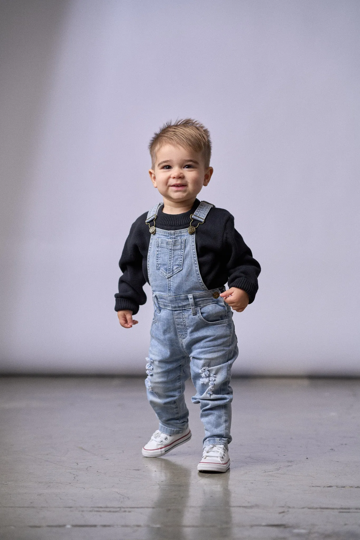 Distressed Denim Overall - Light Wash