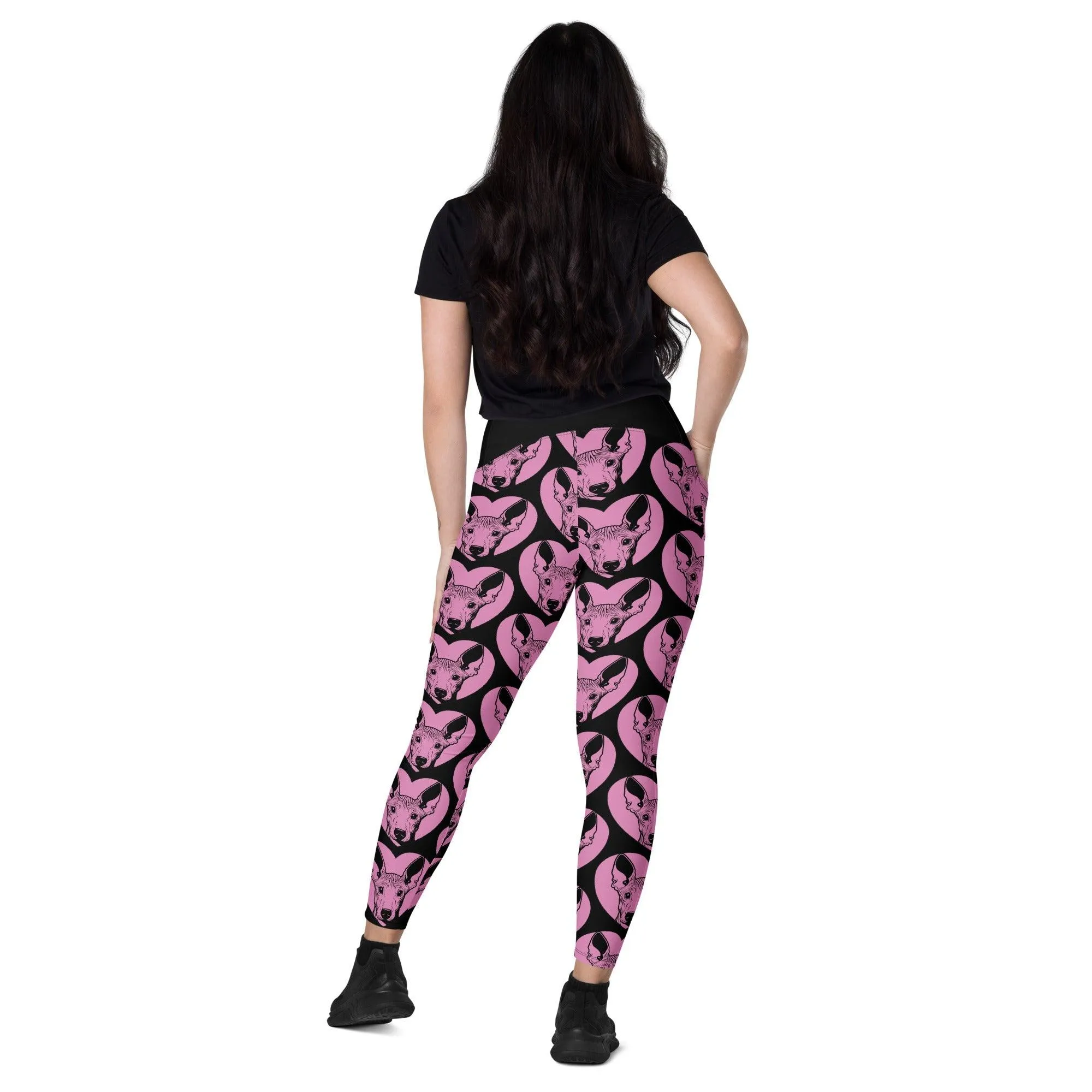 DOG BREED LEGGINGS with pockets - AMERICAN HAIRLESS TERRIER - HERTTAHOUND - pink