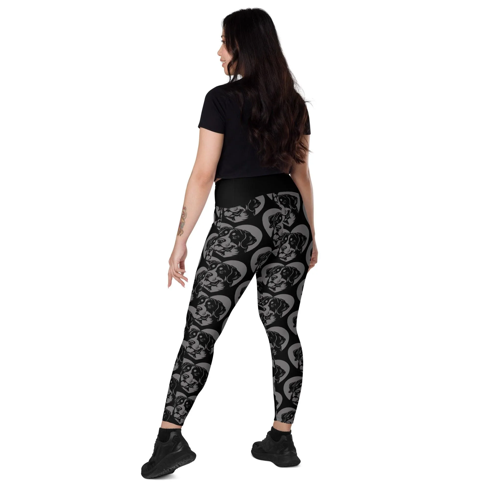 DOG BREED LEGGINGS with pockets - GREATER SWISS MOUNTAIN DOG - HERTTAHOUND - grey