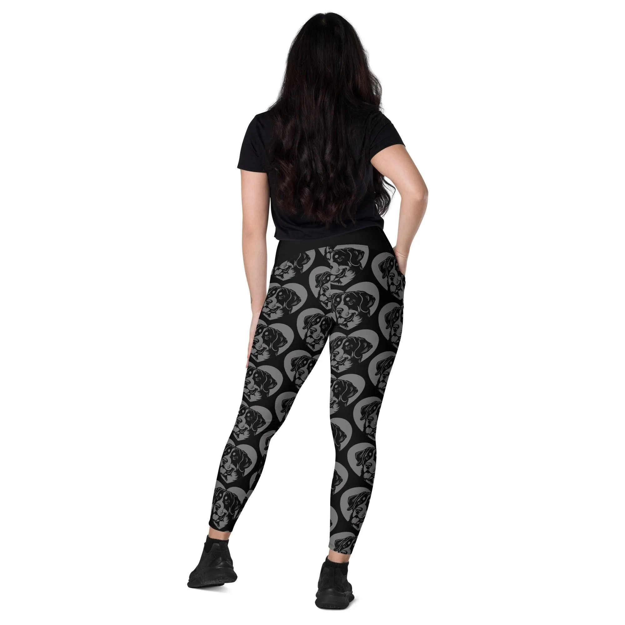 DOG BREED LEGGINGS with pockets - GREATER SWISS MOUNTAIN DOG - HERTTAHOUND - grey