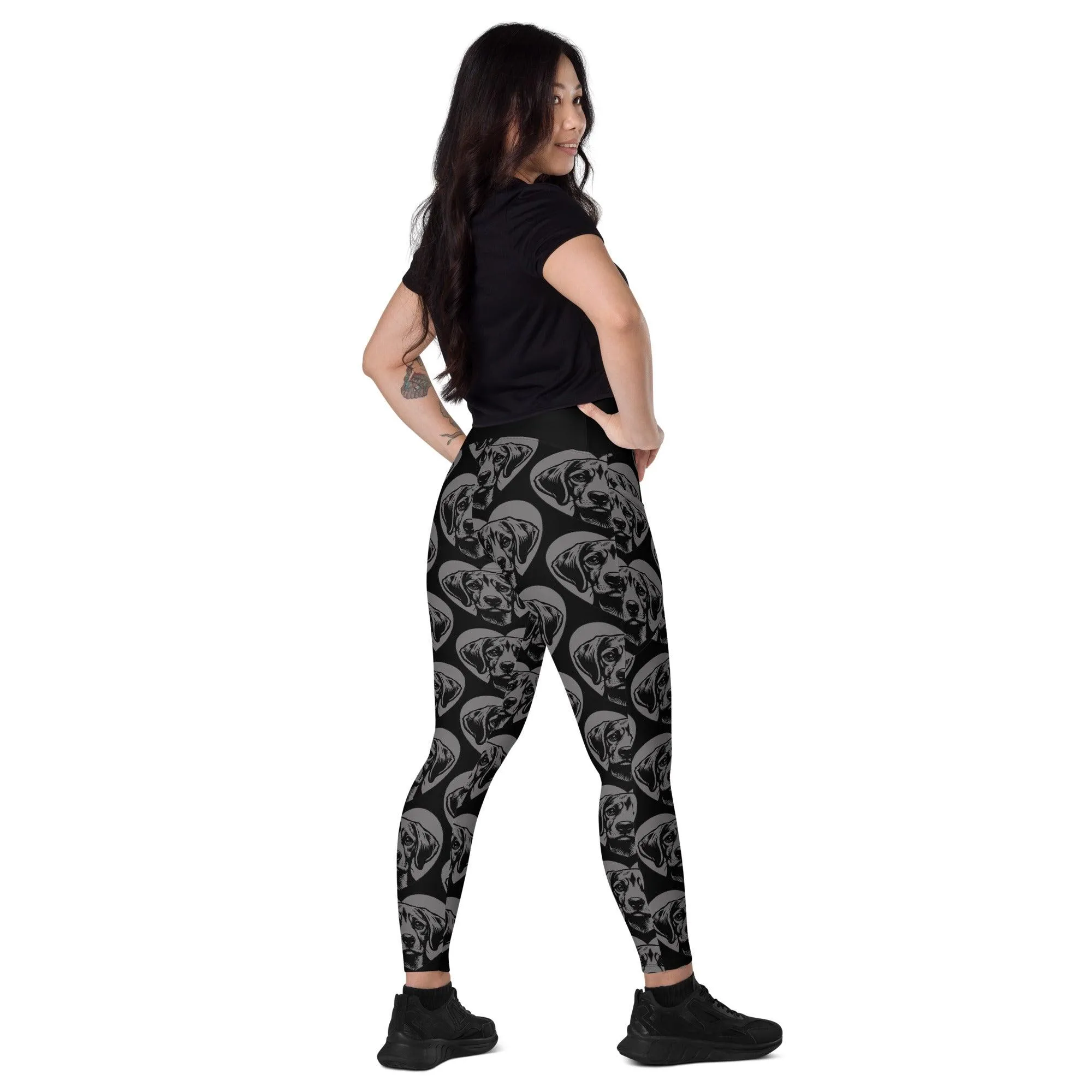 DOG BREED LEGGINGS with pockets - HARRIER - HERTTAHOUND - grey