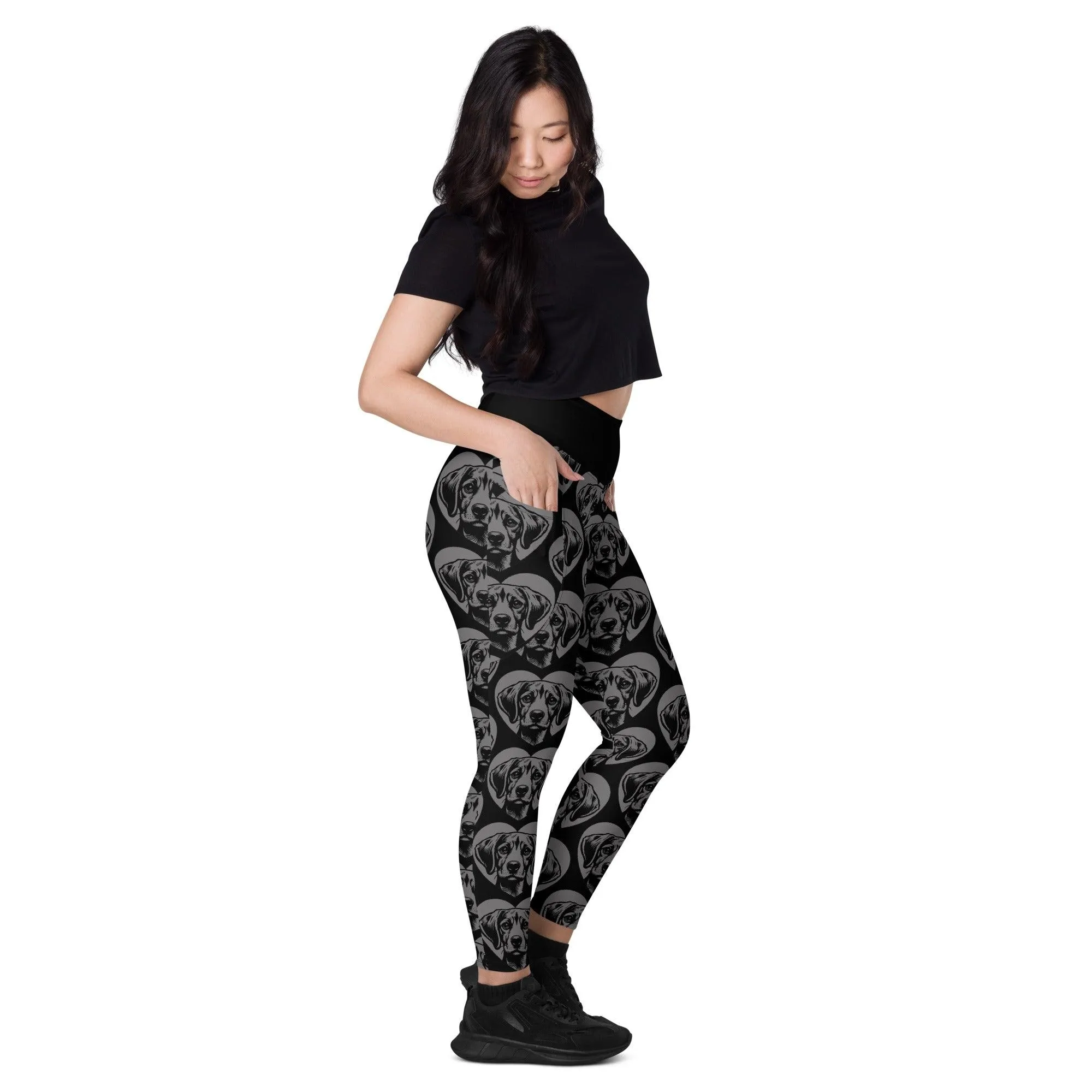 DOG BREED LEGGINGS with pockets - HARRIER - HERTTAHOUND - grey