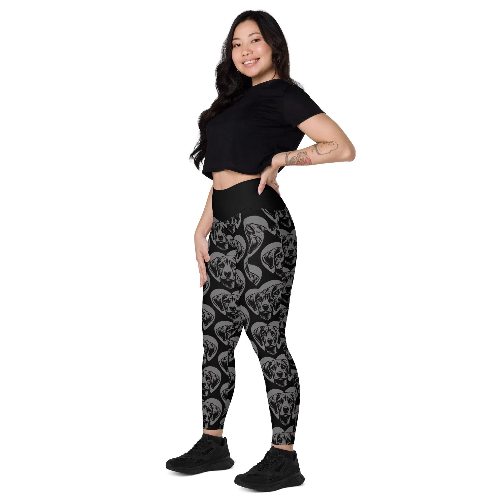 DOG BREED LEGGINGS with pockets - HARRIER - HERTTAHOUND - grey