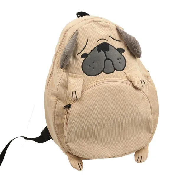 Dog Ear Embroidery Canvas Backpack