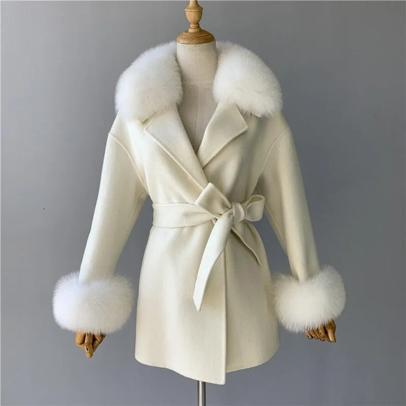 Double Face High End Real Fur Cashmere Wool Coat