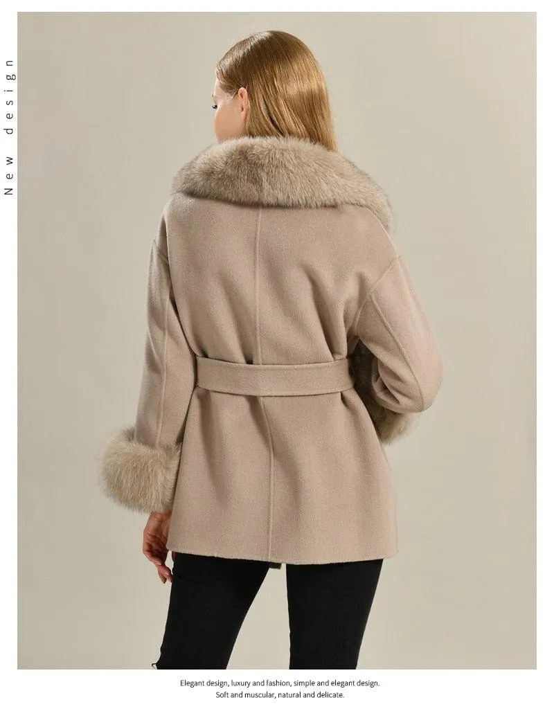 Double Face High End Real Fur Cashmere Wool Coat