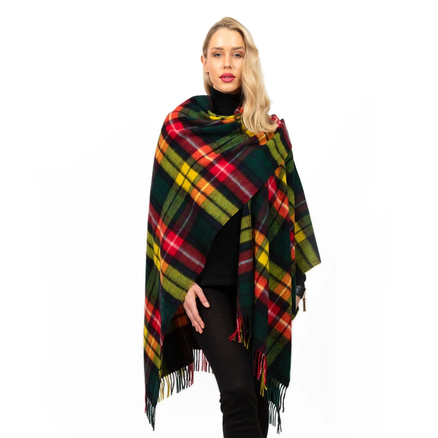 Edinburgh Lambswool Long Tartan Cape  Buchanan Modern