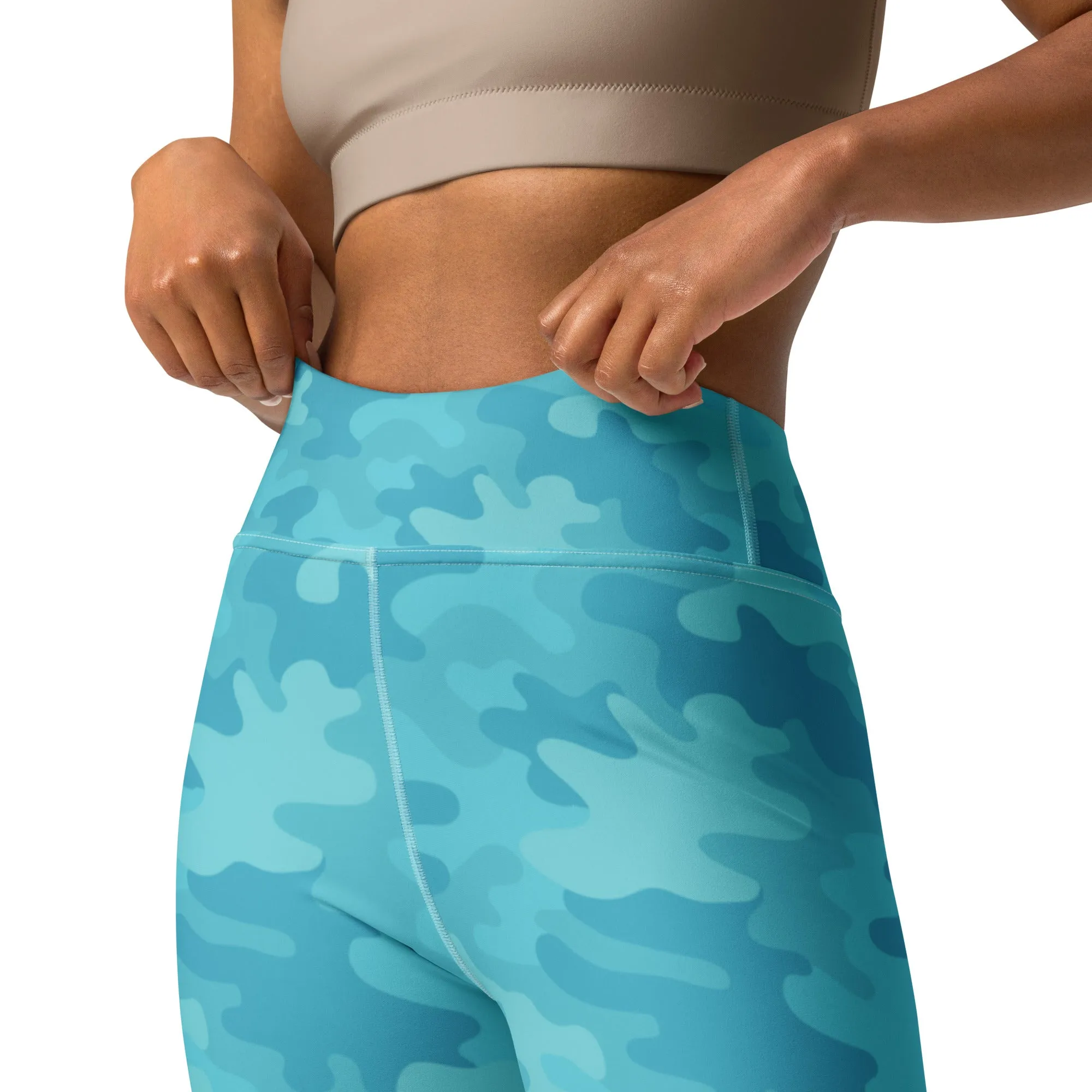 ELEVATED ESSENTIALS, BOOTY BOOSTING HIGH WAISTBAND LEGGING TURQUOISE CAMO