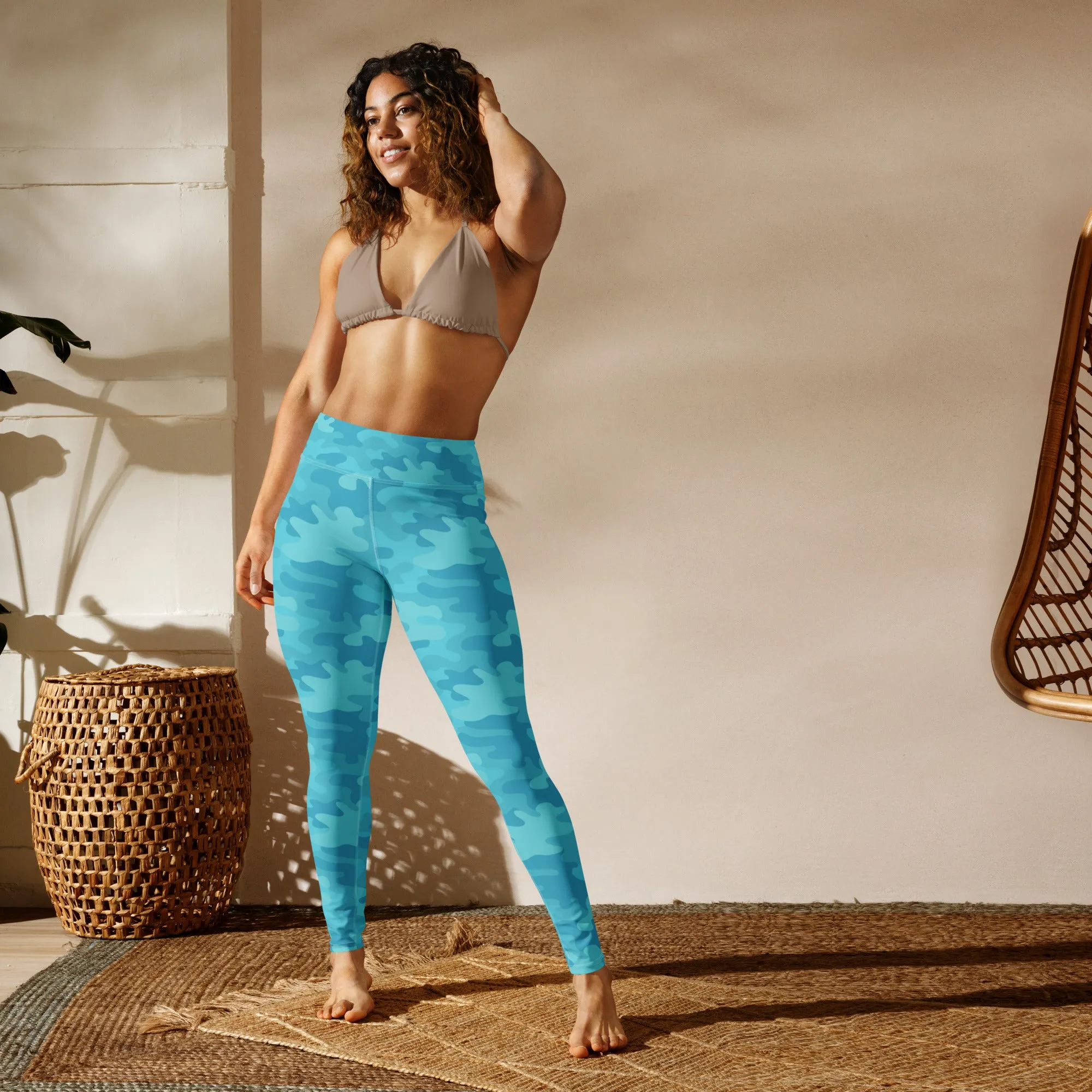 ELEVATED ESSENTIALS, BOOTY BOOSTING HIGH WAISTBAND LEGGING TURQUOISE CAMO