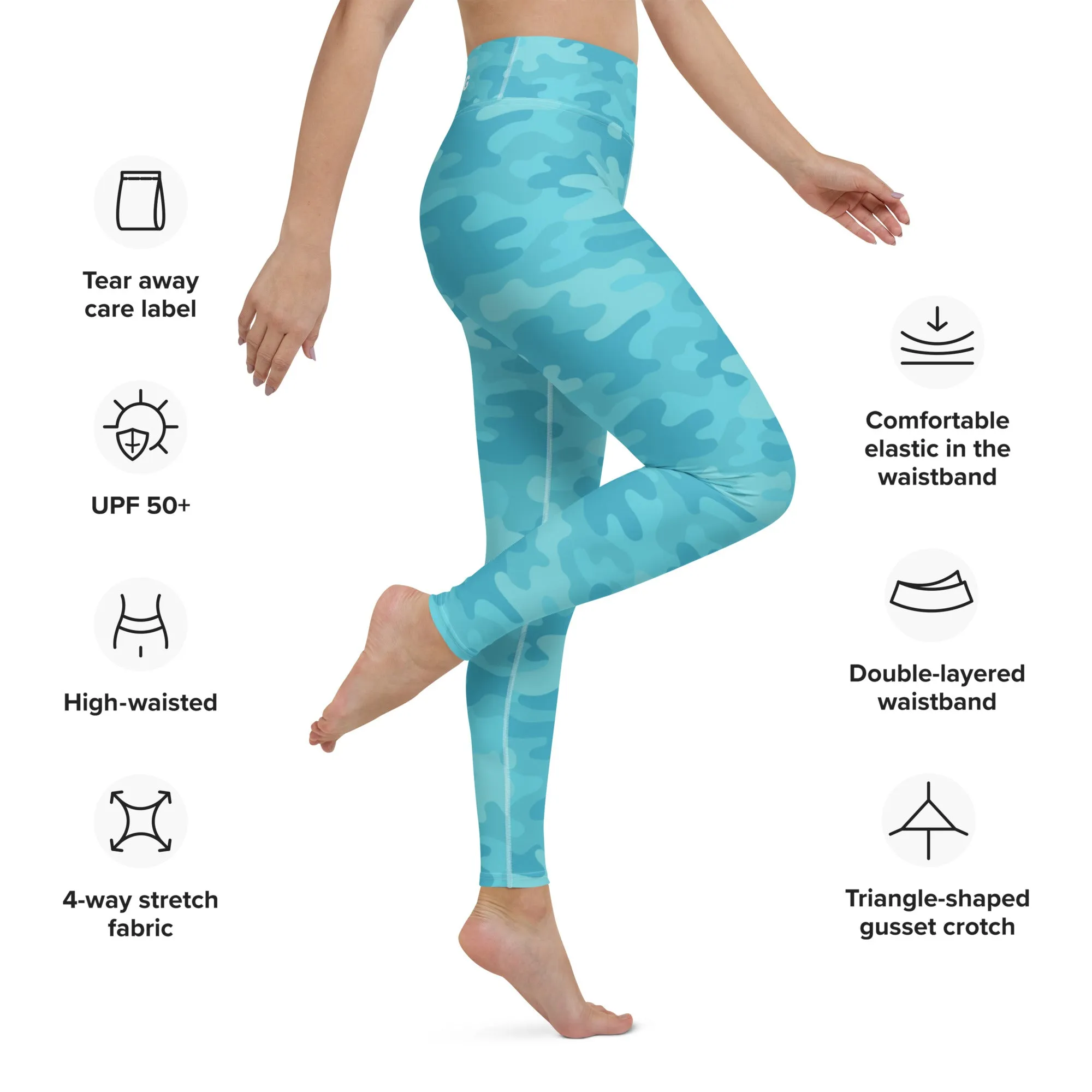 ELEVATED ESSENTIALS, BOOTY BOOSTING HIGH WAISTBAND LEGGING TURQUOISE CAMO