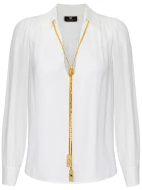 ELISABETTA FRANCHI Necklace Appliqué Georgette Blouse