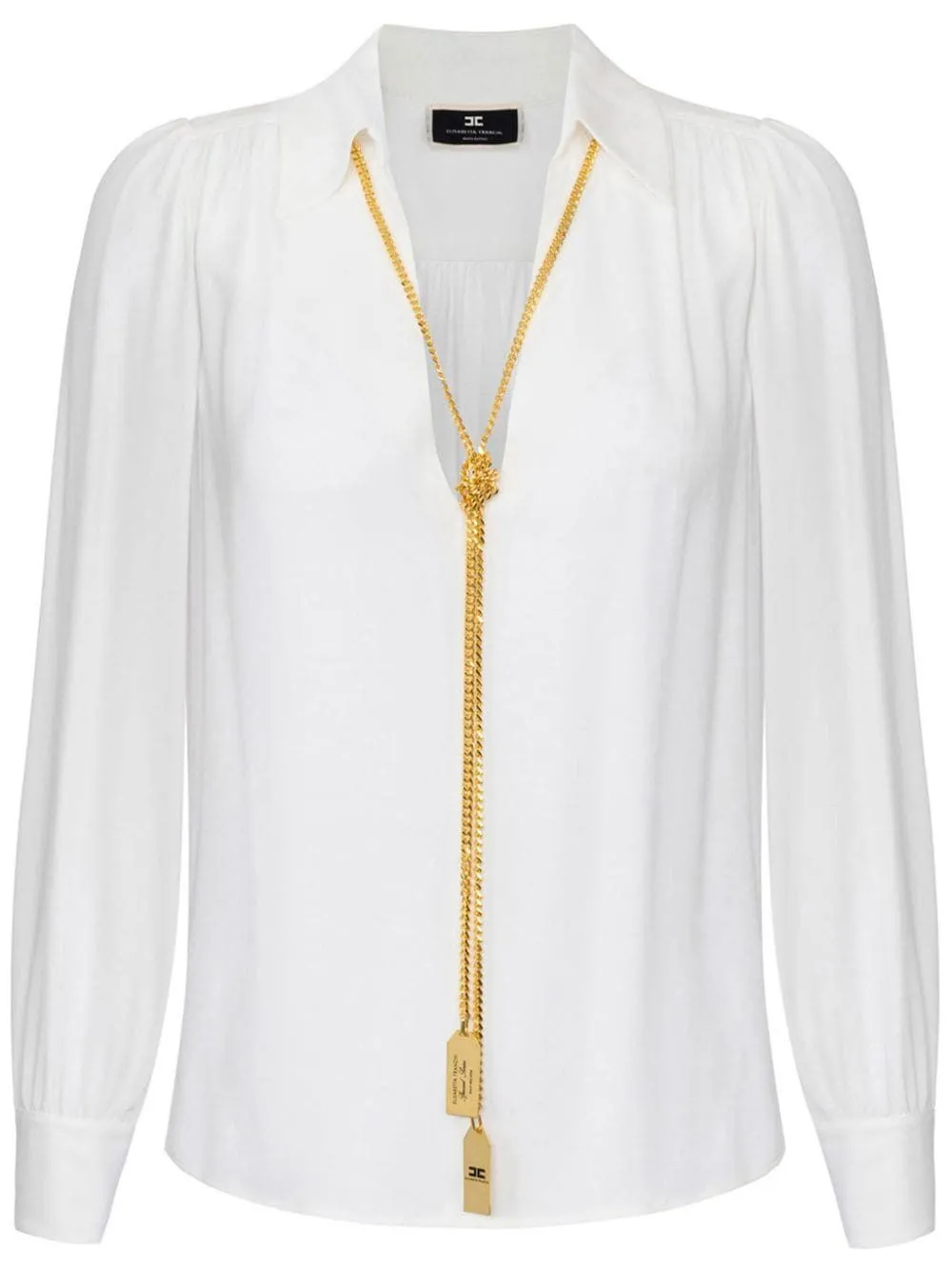 ELISABETTA FRANCHI Necklace Appliqué Georgette Blouse